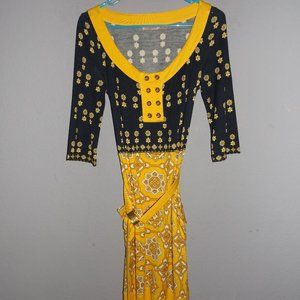 JUICY COUTURE pretty navy & yellow dress sz sm xs